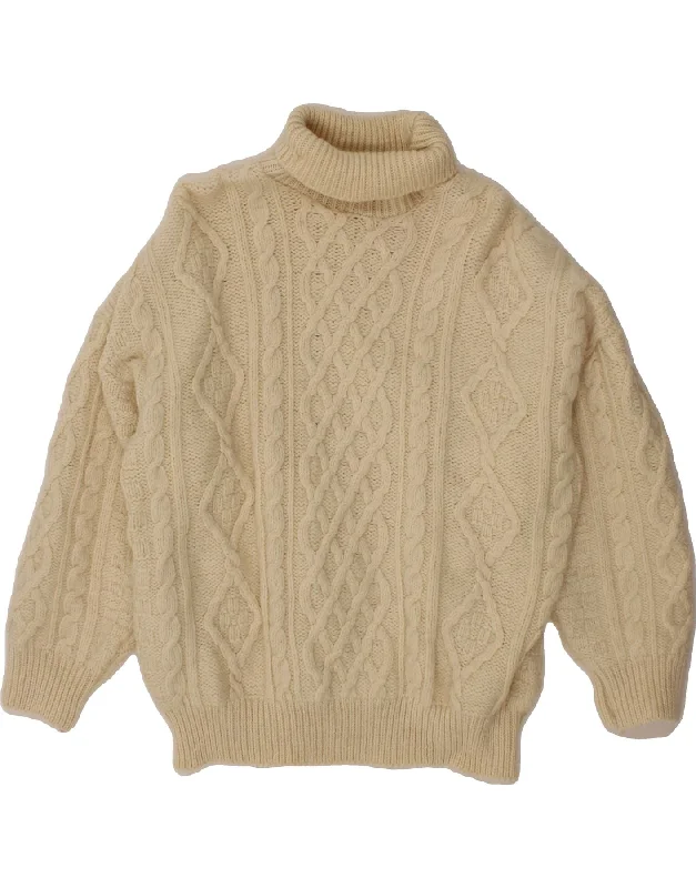 ARANCRAFTS Womens Roll Neck Jumper Sweater UK 20 2XL Off White New Wool Nylon Fabric Polyester Fabric Spandex Fabric