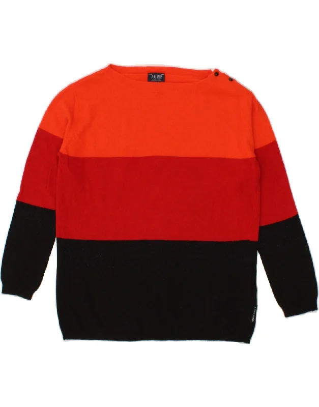 ARMANI JEANS Womens 3/4 Sleeve Boat Neck Jumper Sweater EU 42 Large Red Cashmere Blend Cotton Blend Poly Blend ARMANI JEANS Womens 3/4 Sleeve Boat Neck Jumper Sweater EU 42 Large Red Cashmere Blend Cotton Blend Poly Blend