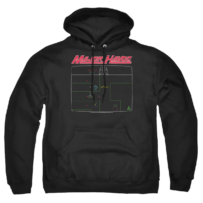 Atari Major Havoc Screen - Pullover Hoodie Shirred Sleeve Feminine