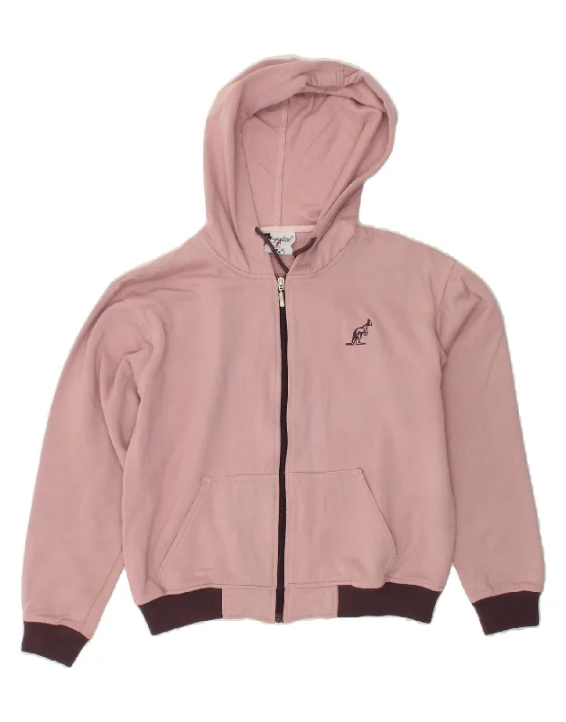 AUSTRALIAN L'ALPINA Womens Graphic Zip Hoodie Sweater UK 14 Medium Pink Rayon Fabric Velvet Fabric Corduroy Fabric