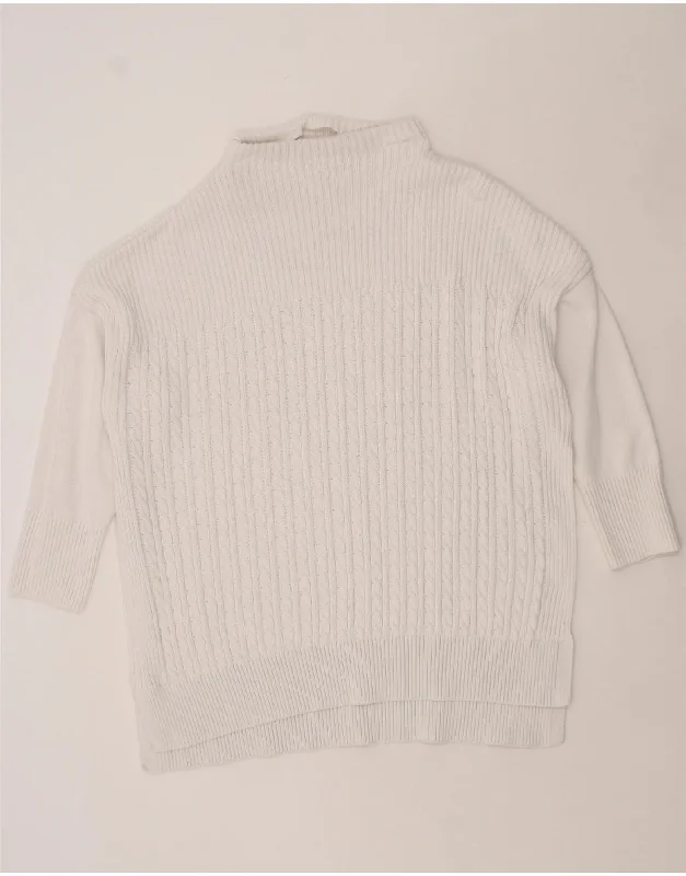 BARBOUR Womens Turtle Neck Jumper Sweater UK 16 Large White Cotton Boxy Sweater Fitted Sweater A-Line BARBOUR Womens Turtle Neck Jumper Sweater UK 16 Large White Cotton Boxy Sweater Fitted Sweater A-Line