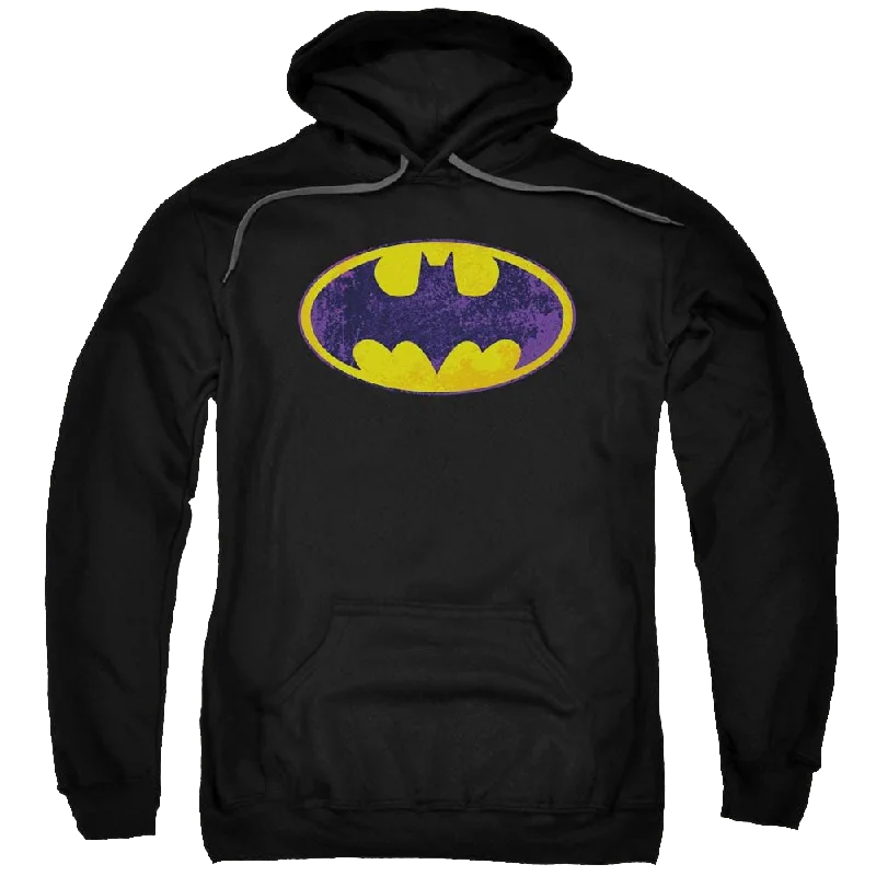 Batman Bm Neon Distress Logo - Pullover Hoodie Fleece Warm Pullover