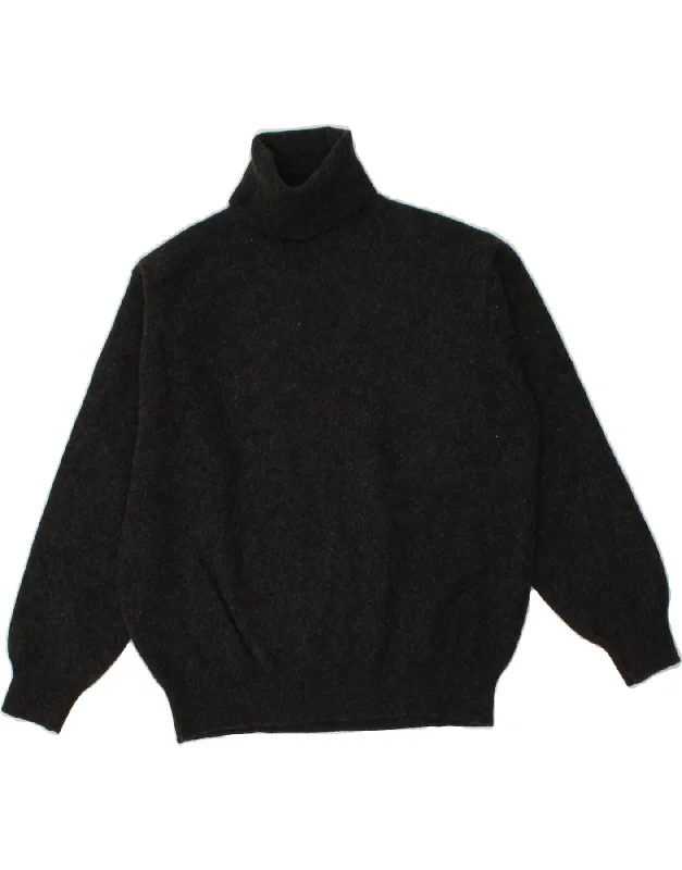 BENETTON Womens Roll Neck Jumper Sweater UK 14 Medium Grey Transparent Opaque Sheer
