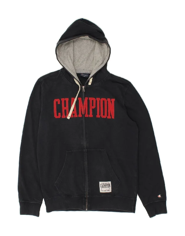 CHAMPION Mens Graphic Zip Hoodie Sweater Medium Navy Blue Cotton Anti-Pilling Anti-Shrink Durable CHAMPION Mens Graphic Zip Hoodie Sweater Medium Navy Blue Cotton Anti-Pilling Anti-Shrink Durable
