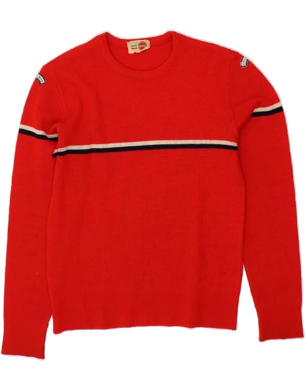 COLMAR Womens Crew Neck Jumper Sweater UK 10 Small Red Striped Zippered Front Buttoned Front Snap Front COLMAR Womens Crew Neck Jumper Sweater UK 10 Small Red Striped Zippered Front Buttoned Front Snap Front
