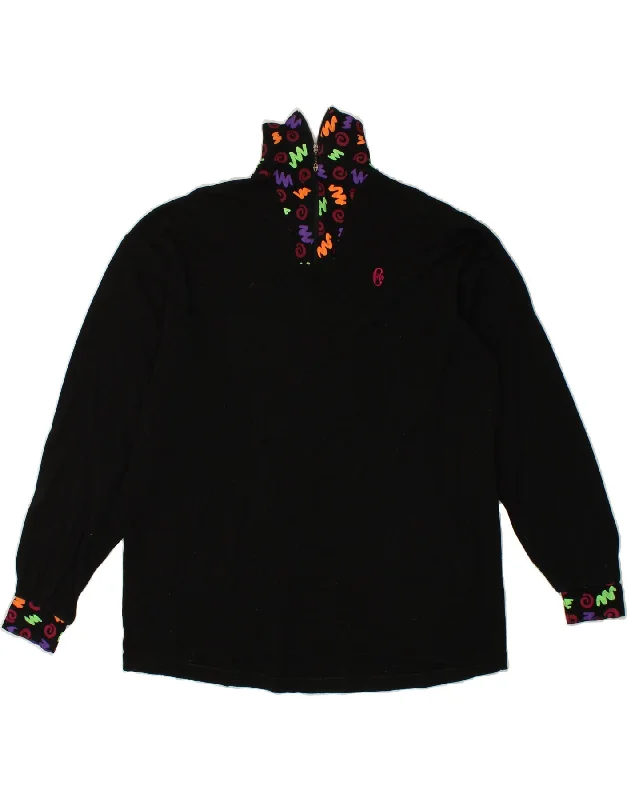 CONTE OF FLORENCE Womens Graphic Zip Neck Jumper Sweater IT 52 2XL Black Long Sweater Short Sweater Cropped Sweater CONTE OF FLORENCE Womens Graphic Zip Neck Jumper Sweater IT 52 2XL Black Long Sweater Short Sweater Cropped Sweater