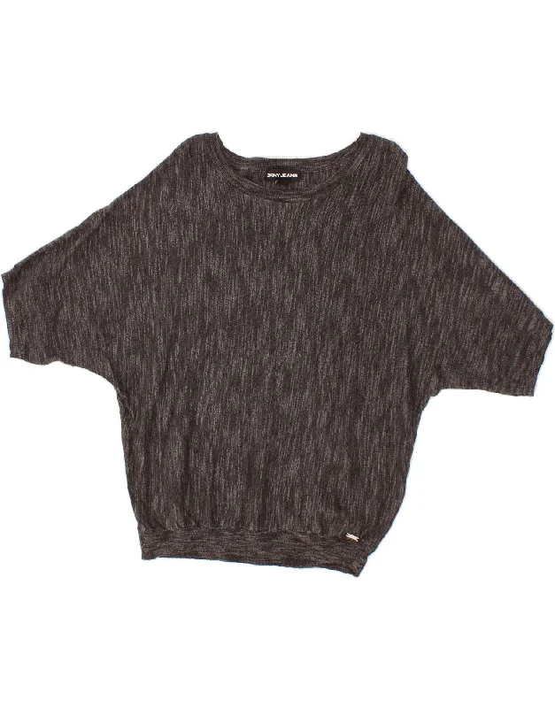 DKNY Womens Short Sleeve Boat Neck Jumper Sweater UK 10 Small Grey Striped Boxy Sweater Fitted Sweater A-Line DKNY Womens Short Sleeve Boat Neck Jumper Sweater UK 10 Small Grey Striped Boxy Sweater Fitted Sweater A-Line