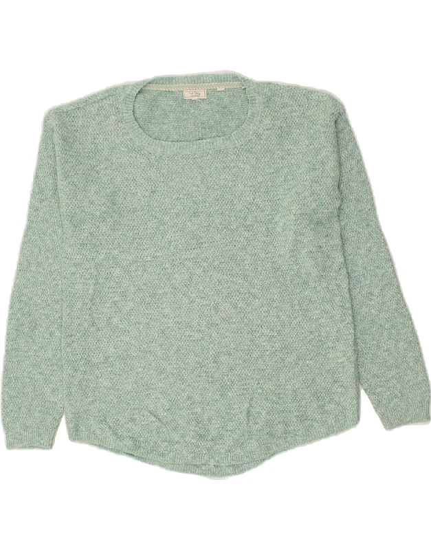 FAT FACE Womens Boat Neck Jumper Sweater UK 14 Medium Green Cotton Bright Pastel Dark