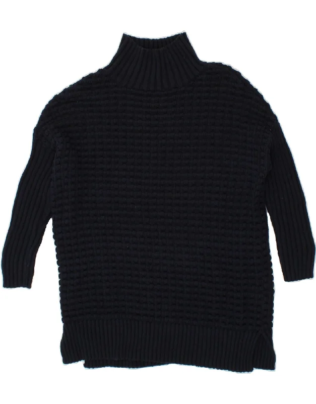 FRENCH CONNECTION Womens Turtle Neck Jumper Sweater UK 6 XS Navy Blue Graphic Sweater Embroidered Appliqued FRENCH CONNECTION Womens Turtle Neck Jumper Sweater UK 6 XS Navy Blue Graphic Sweater Embroidered Appliqued