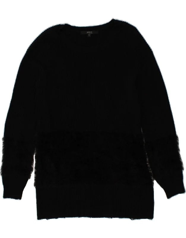 GUESS Womens Boat Neck Jumper Sweater UK 8 Small Black Cotton Spandex Blend Rayon Blend Denim Blend GUESS Womens Boat Neck Jumper Sweater UK 8 Small Black Cotton Spandex Blend Rayon Blend Denim Blend