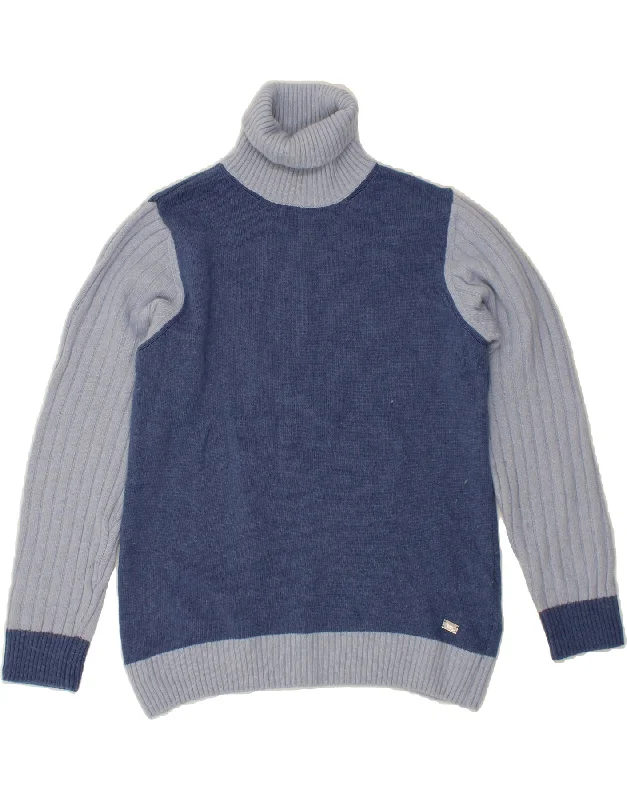 HARMONT & BLAINE Womens Roll Neck Jumper Sweater UK 18 XL Blue Colourblock Layered Multi-layer Single Layer HARMONT & BLAINE Womens Roll Neck Jumper Sweater UK 18 XL Blue Colourblock Layered Multi-layer Single Layer