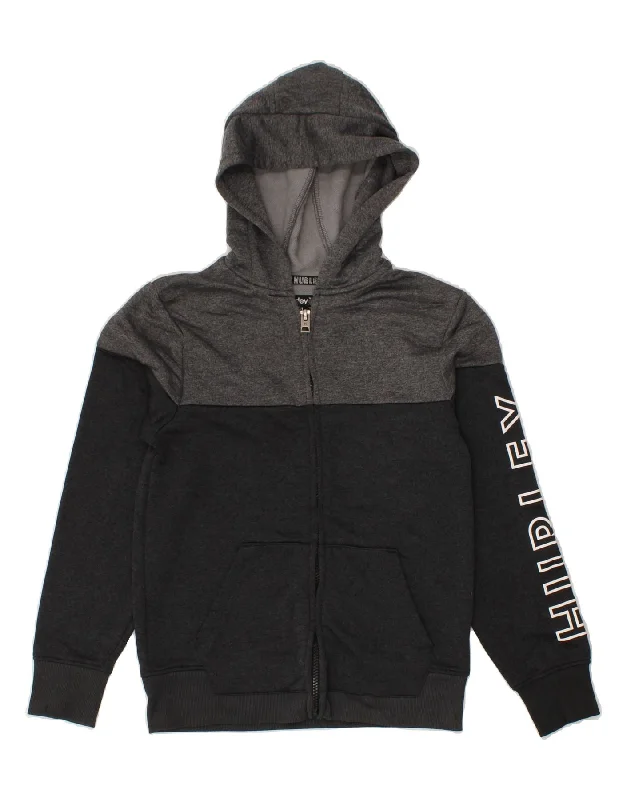 HURLEY Womens Graphic Zip Hoodie Sweater UK 12 Medium Grey Colourblock Real Fur Shearling Chenille HURLEY Womens Graphic Zip Hoodie Sweater UK 12 Medium Grey Colourblock Real Fur Shearling Chenille