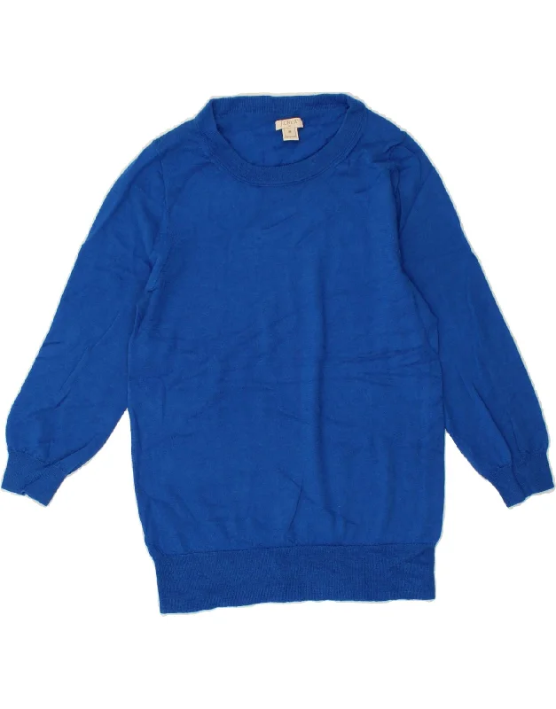 J. CREW Womens 3/4 Sleeve Boat Neck Jumper Sweater UK 12 Medium Blue Transparent Opaque Sheer J. CREW Womens 3/4 Sleeve Boat Neck Jumper Sweater UK 12 Medium Blue Transparent Opaque Sheer