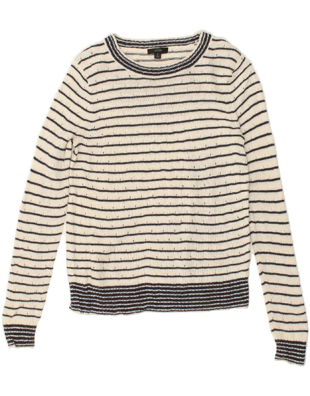 J. CREW Womens Boat Neck Jumper Sweater US 4 Small White Striped Acrylic Knit Fabric Woven Fabric Fleece Fabric J. CREW Womens Boat Neck Jumper Sweater US 4 Small White Striped Acrylic Knit Fabric Woven Fabric Fleece Fabric