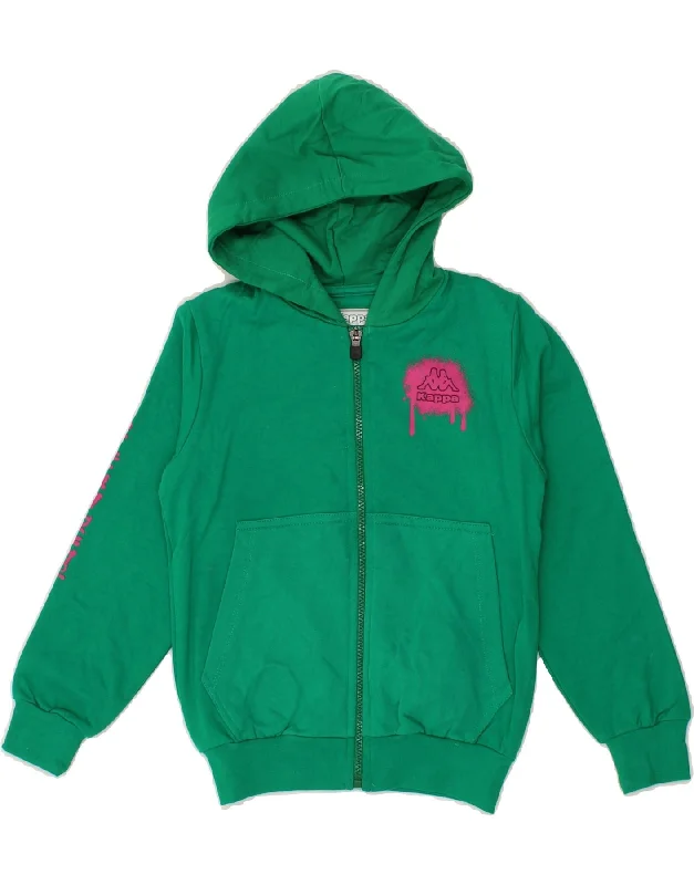 KAPPA Girls Graphic Zip Hoodie Sweater 6-7 Years Green Cotton Ribbed Striped Patterned KAPPA Girls Graphic Zip Hoodie Sweater 6-7 Years Green Cotton Ribbed Striped Patterned