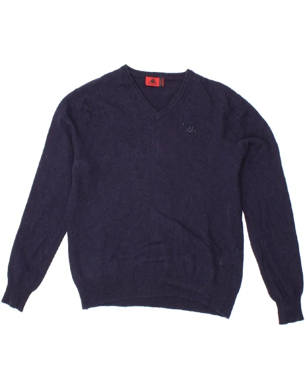 KAPPA Womens V-Neck Jumper Sweater UK 10 Small Navy Blue Lambswool Machine Wash Dry Clean Hand Wash KAPPA Womens V-Neck Jumper Sweater UK 10 Small Navy Blue Lambswool Machine Wash Dry Clean Hand Wash