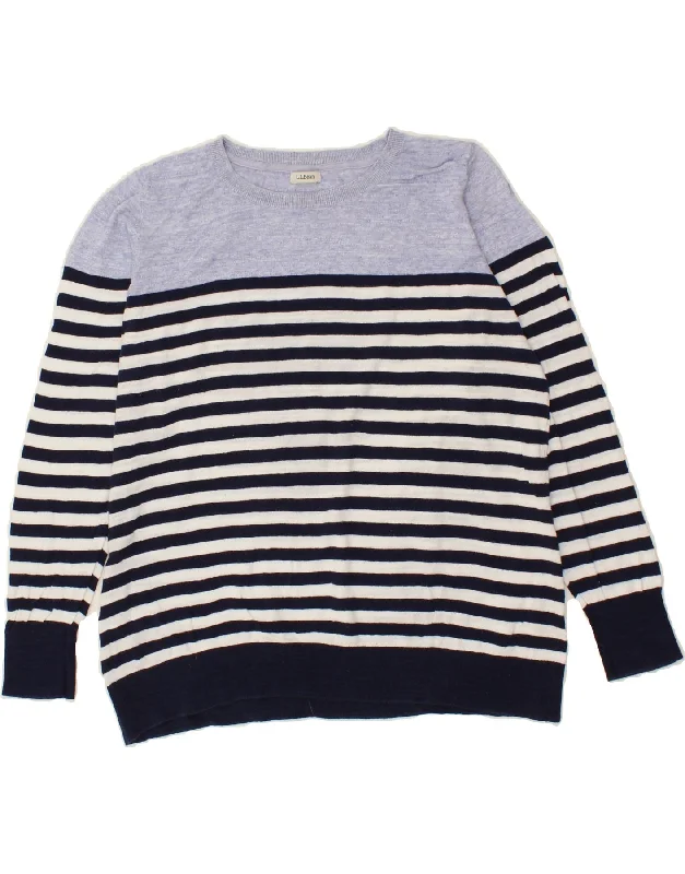 L.L.BEAN Womens Boat Neck Jumper Sweater UK 16 Large Navy Blue Striped Bright Pastel Dark L.L.BEAN Womens Boat Neck Jumper Sweater UK 16 Large Navy Blue Striped Bright Pastel Dark