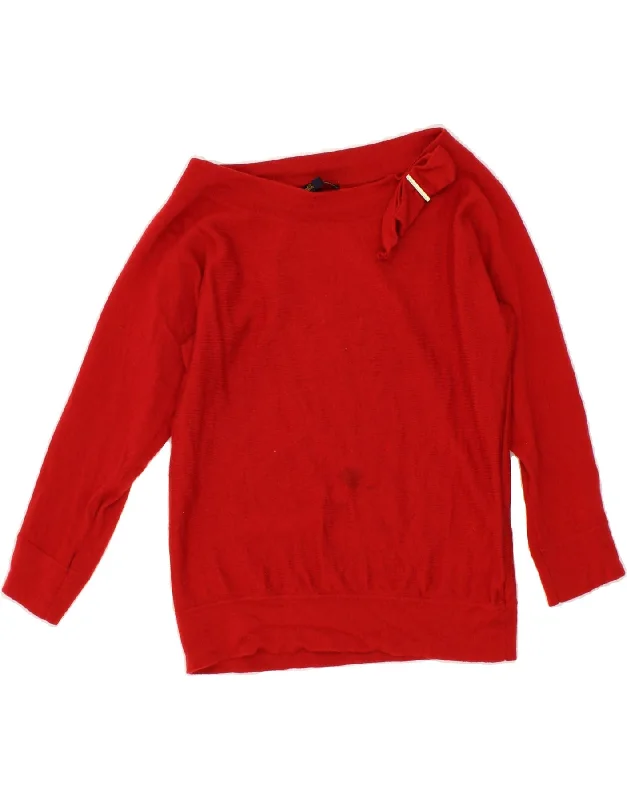 LUISA SPAGNOLI Womens Boat Neck Jumper Sweater UK 10 Small Red Virgin Wool Elegant Classic Vintage LUISA SPAGNOLI Womens Boat Neck Jumper Sweater UK 10 Small Red Virgin Wool Elegant Classic Vintage