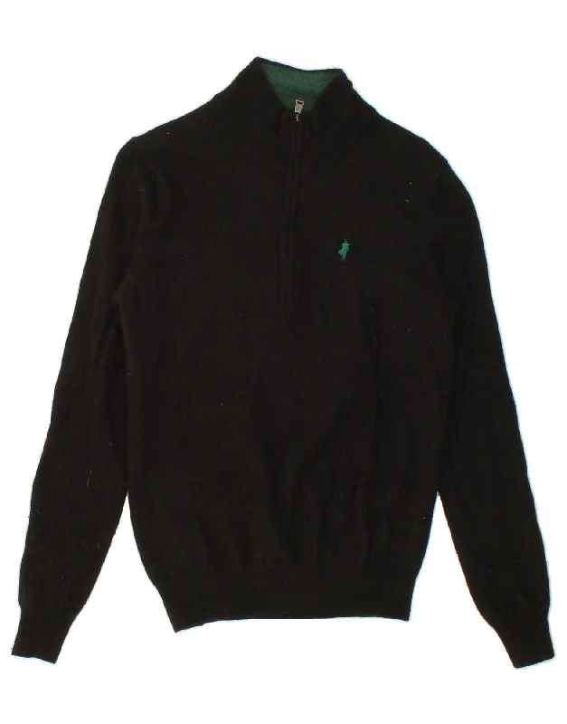 MARLBORO CLASSICS Womens Zip Neck Jumper Sweater UK 14 Medium Black Wool Fitted Loose Oversized MARLBORO CLASSICS Womens Zip Neck Jumper Sweater UK 14 Medium Black Wool Fitted Loose Oversized