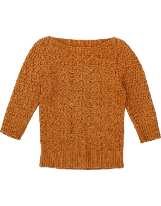 MONSOON Womens Crop 3/4 Sleeve Boat Neck Jumper Sweater UK 10 Small Brown Terry Blend Velvet Blend Canvas Blend MONSOON Womens Crop 3/4 Sleeve Boat Neck Jumper Sweater UK 10 Small Brown Terry Blend Velvet Blend Canvas Blend