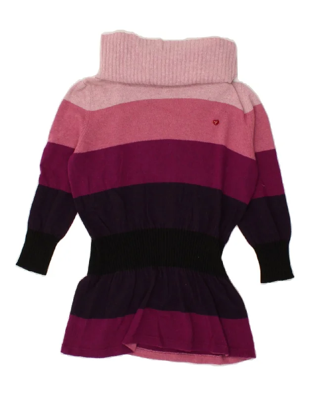 MOSCHINO Womens Roll Neck Jumper Sweater UK 10 Small Multicoloured Mesh Sweater Canvas Denim MOSCHINO Womens Roll Neck Jumper Sweater UK 10 Small Multicoloured Mesh Sweater Canvas Denim