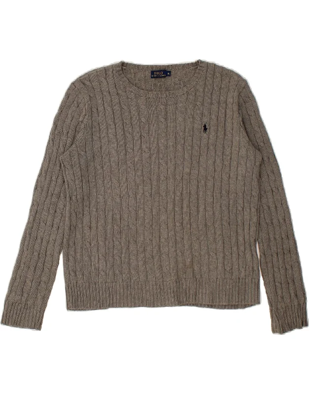 POLO RALPH LAUREN Womens Boat Neck Jumper Sweater UK 18 XL Grey Cotton Knit Fabric Woven Fabric Fleece Fabric POLO RALPH LAUREN Womens Boat Neck Jumper Sweater UK 18 XL Grey Cotton Knit Fabric Woven Fabric Fleece Fabric