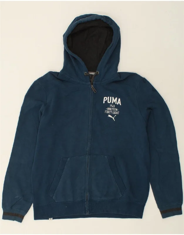 PUMA Mens Graphic Zip Hoodie Sweater Medium Blue Cotton Elasticated Padded Insulated PUMA Mens Graphic Zip Hoodie Sweater Medium Blue Cotton Elasticated Padded Insulated