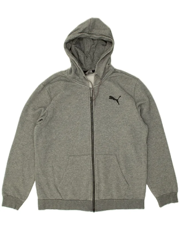PUMA Mens Zip Hoodie Sweater Medium Grey Cotton Modern Contemporary Chic