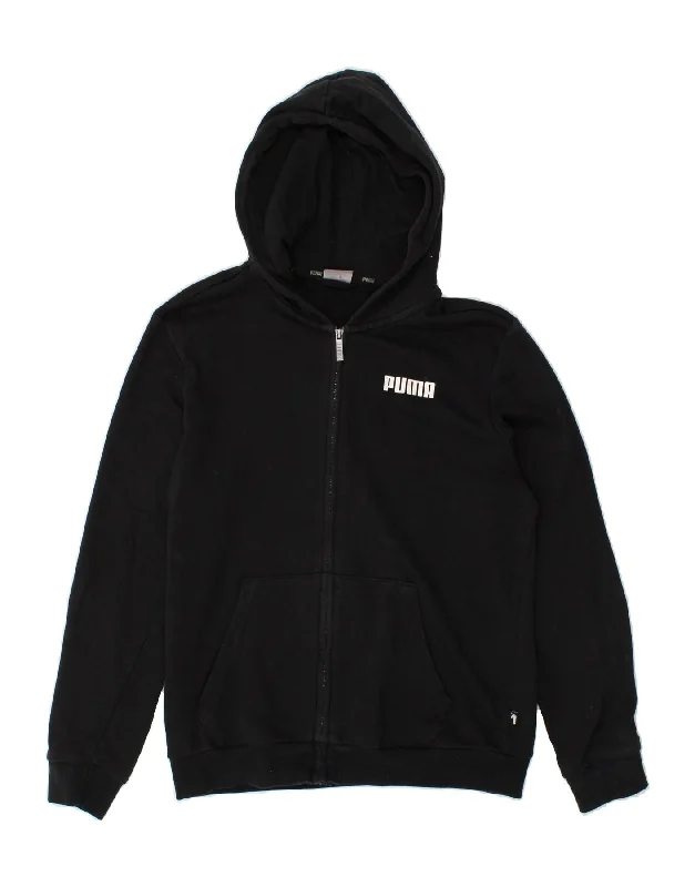 PUMA Mens Zip Hoodie Sweater Small Black Lace Blend Ribbed Blend Corduroy Blend
