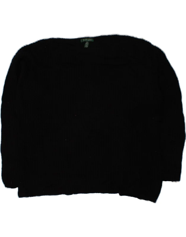 RALPH LAUREN Womens Oversized Boat Neck Jumper Sweater UK 18 XL Black Notch Collar Peter Pan Collar Cowl Neck RALPH LAUREN Womens Oversized Boat Neck Jumper Sweater UK 18 XL Black Notch Collar Peter Pan Collar Cowl Neck