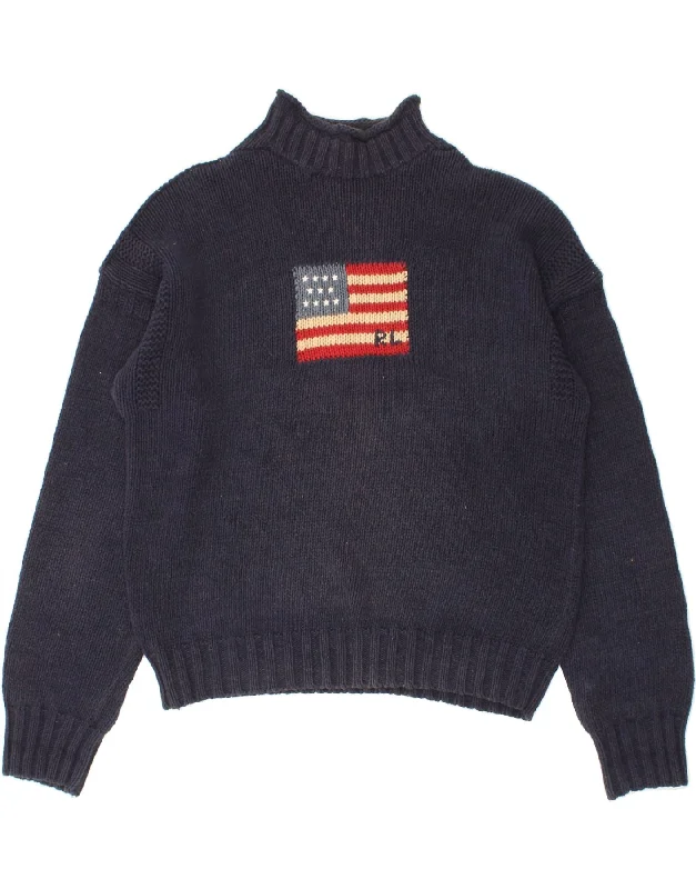 RALPH LAUREN Womens Turtle Neck Jumper Sweater UK 16 Large Navy Blue Cable Knit Ribbed Knit Lace Knit RALPH LAUREN Womens Turtle Neck Jumper Sweater UK 16 Large Navy Blue Cable Knit Ribbed Knit Lace Knit