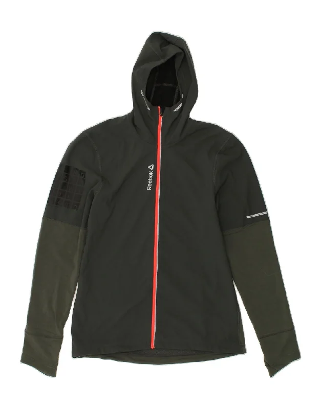 REEBOK Mens Graphic Zip Hoodie Sweater Small Khaki Polyester Wool Fabric Cashmere Fabric Tweed Fabric REEBOK Mens Graphic Zip Hoodie Sweater Small Khaki Polyester Wool Fabric Cashmere Fabric Tweed Fabric