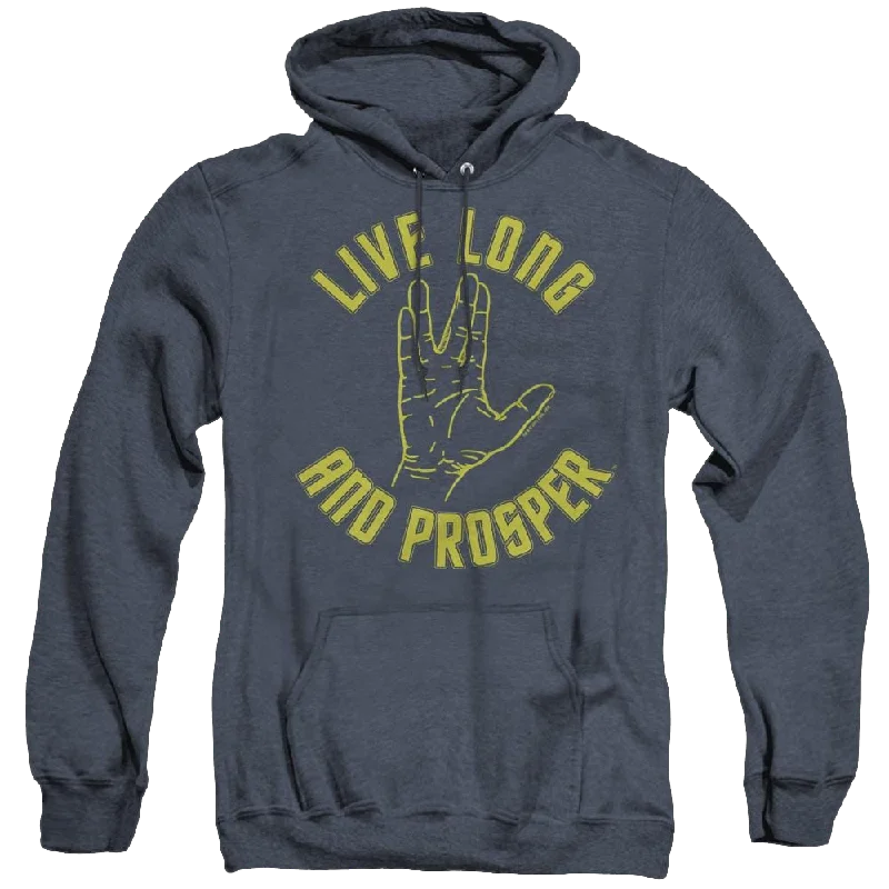 Star Trek The Original Series Live Long Hand - Heather Pullover Hoodie Crew Neck Wool