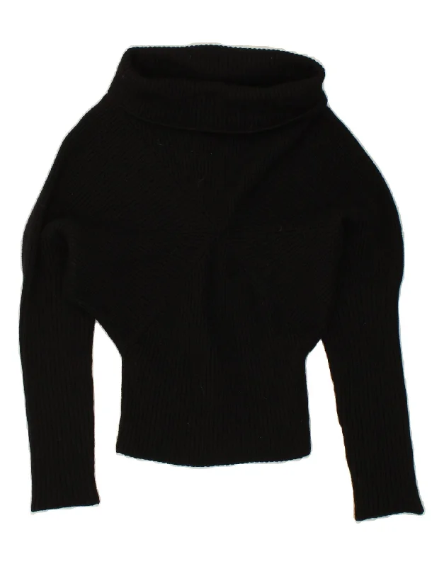 STEFANEL Womens Crop Roll Neck Jumper Sweater UK 14 Large Black Sweater Knitwear Pullover STEFANEL Womens Crop Roll Neck Jumper Sweater UK 14 Large Black Sweater Knitwear Pullover