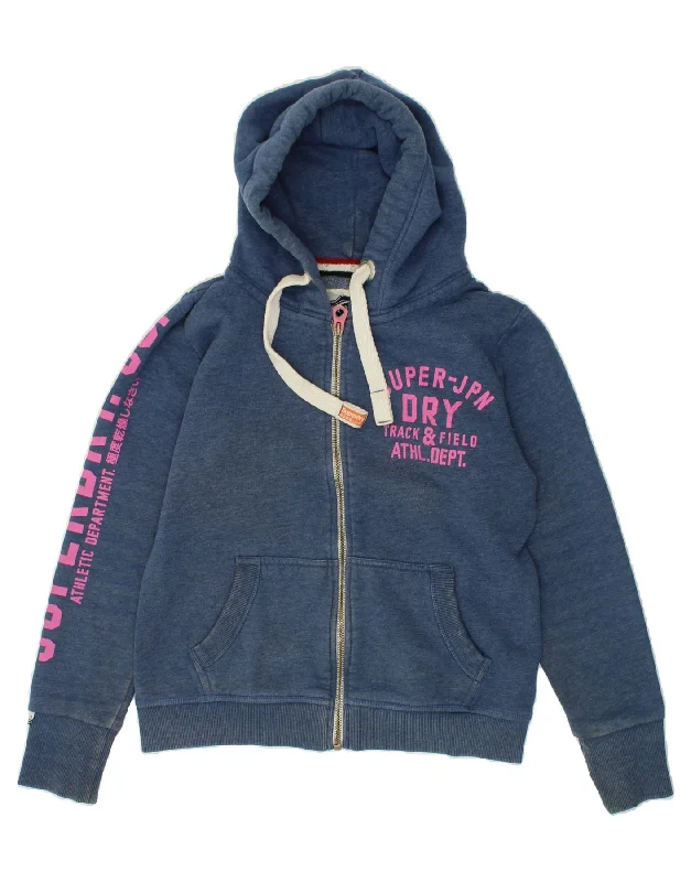 SUPERDRY Womens Graphic Zip Hoodie Sweater UK 16 Large Navy Blue Cotton Seamless Knitted Crochet SUPERDRY Womens Graphic Zip Hoodie Sweater UK 16 Large Navy Blue Cotton Seamless Knitted Crochet