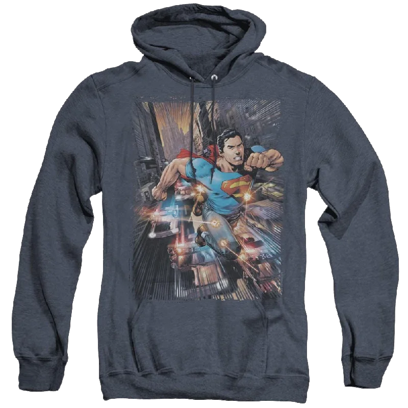 Superman Action Comics #1 - Heather Pullover Hoodie Fitted Ribbed Sweater