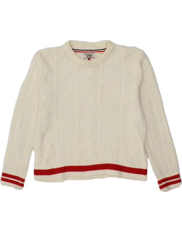 TOMMY HILFIGER Womens Crew Neck Jumper Sweater UK 14 Medium Off White Herringbone Houndstooth Plaid TOMMY HILFIGER Womens Crew Neck Jumper Sweater UK 14 Medium Off White Herringbone Houndstooth Plaid