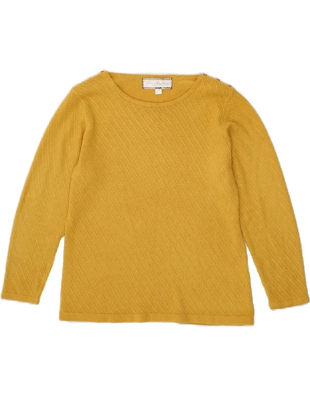 VINTAGE Womens Boat Neck Jumper Sweater UK 14 Large Yellow Acrylic Tailored Straight A-Line VINTAGE Womens Boat Neck Jumper Sweater UK 14 Large Yellow Acrylic Tailored Straight A-Line