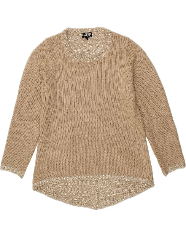VINTAGE Womens Boat Neck Jumper Sweater UK 14 Medium Beige Acrylic Zippered Front Buttoned Front Snap Front VINTAGE Womens Boat Neck Jumper Sweater UK 14 Medium Beige Acrylic Zippered Front Buttoned Front Snap Front
