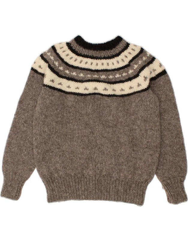 VINTAGE Womens Boat Neck Jumper Sweater UK 18 XL Grey Fair Isle Graphic Sweater Embroidered Appliqued VINTAGE Womens Boat Neck Jumper Sweater UK 18 XL Grey Fair Isle Graphic Sweater Embroidered Appliqued