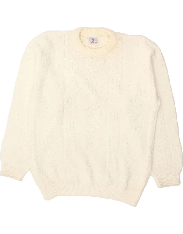 VINTAGE Womens Crew Neck Jumper Sweater UK 16 Large Beige Zippered Front Buttoned Front Snap Front VINTAGE Womens Crew Neck Jumper Sweater UK 16 Large Beige Zippered Front Buttoned Front Snap Front