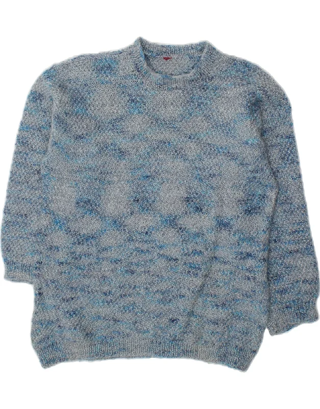 VINTAGE Womens Crew Neck Jumper Sweater UK 16 Large Blue Flecked Boat Neck Shawl Collar Notched Collar VINTAGE Womens Crew Neck Jumper Sweater UK 16 Large Blue Flecked Boat Neck Shawl Collar Notched Collar