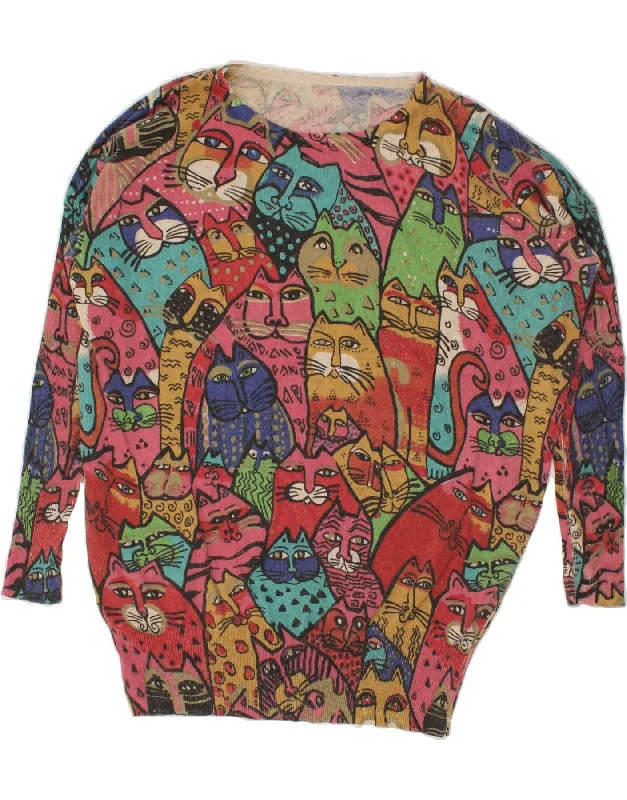 VINTAGE Womens Overshirt Boat Neck Jumper Sweater UK 18 XL Multicoloured Wool Sweater Cotton Sweater Cashmere Sweater VINTAGE Womens Overshirt Boat Neck Jumper Sweater UK 18 XL Multicoloured Wool Sweater Cotton Sweater Cashmere Sweater