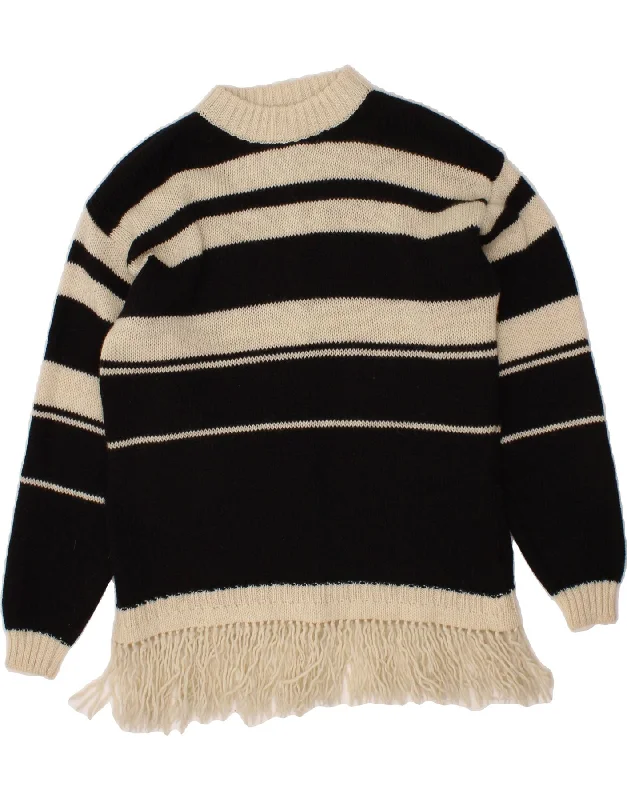 VINTAGE Womens Oversized Crew Neck Jumper Sweater UK 18 XL Black Striped Houndstooth Herringbone Solid VINTAGE Womens Oversized Crew Neck Jumper Sweater UK 18 XL Black Striped Houndstooth Herringbone Solid
