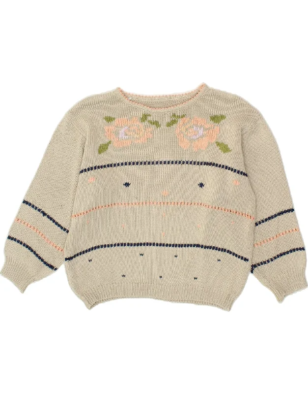 VINTAGE Womens Oversized Crop Boat Neck Jumper Sweater IT 44 Medium Beige Neon Metallic Matte VINTAGE Womens Oversized Crop Boat Neck Jumper Sweater IT 44 Medium Beige Neon Metallic Matte