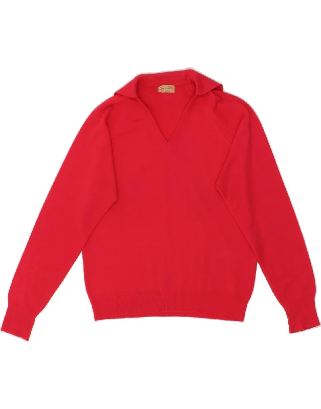 VINTAGE Womens Polo Neck Jumper Sweater IT 40 Small Red Oversized Loose Flowy