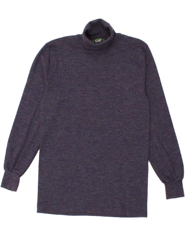 VINTAGE Womens Roll Neck Jumper Sweater UK 12 Medium Navy Blue Terry Terry Cloth Terry Knit VINTAGE Womens Roll Neck Jumper Sweater UK 12 Medium Navy Blue Terry Terry Cloth Terry Knit