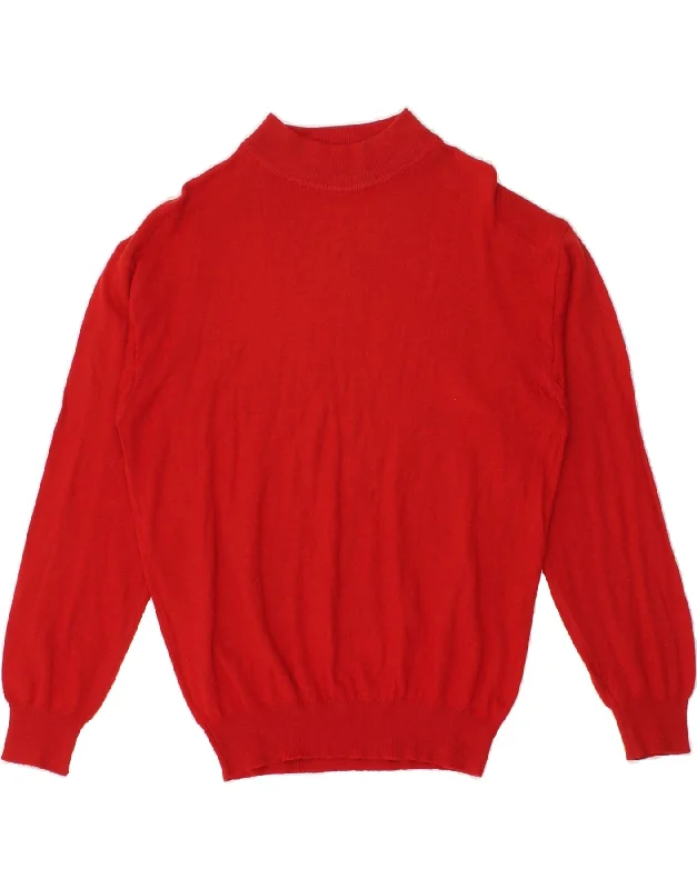 VINTAGE Womens Turtle Neck Jumper Sweater IT 48 XL Red Polka Dot Checkered Tartan