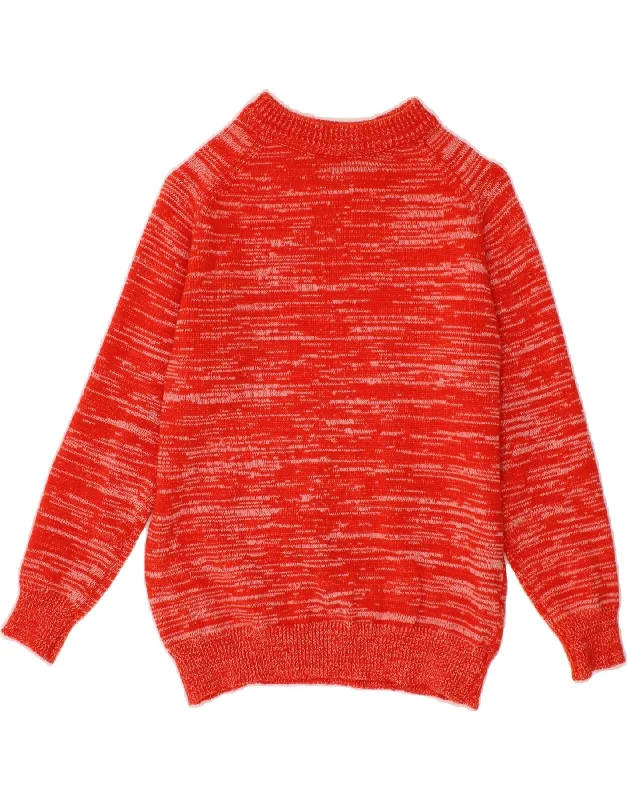 VINTAGE Womens Turtle Neck Jumper Sweater UK 12 Medium Red Flecked Welt Pockets Slit Pockets Flap Pockets VINTAGE Womens Turtle Neck Jumper Sweater UK 12 Medium Red Flecked Welt Pockets Slit Pockets Flap Pockets