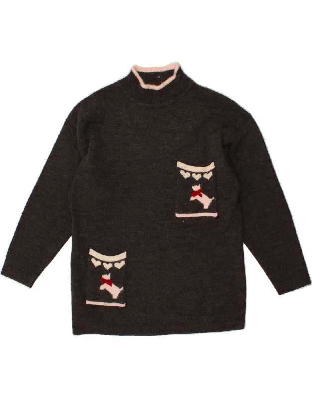 VINTAGE Womens Turtle Neck Jumper Sweater UK 14 Medium Grey Lambswool Chenille Blend Fleece Blend Nylon Blend VINTAGE Womens Turtle Neck Jumper Sweater UK 14 Medium Grey Lambswool Chenille Blend Fleece Blend Nylon Blend